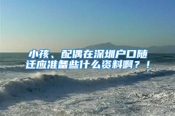 小孩、配偶在深圳戶口隨遷應(yīng)準(zhǔn)備些什么資料啊？！