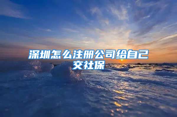 深圳怎么注冊公司給自己交社保