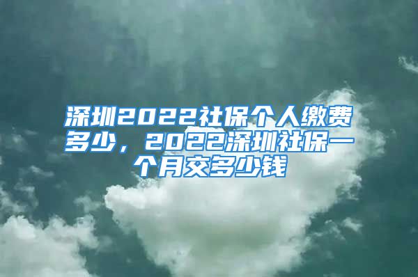 深圳2022社保個(gè)人繳費(fèi)多少，2022深圳社保一個(gè)月交多少錢