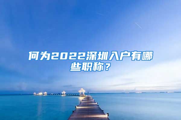 何為2022深圳入戶有哪些職稱？