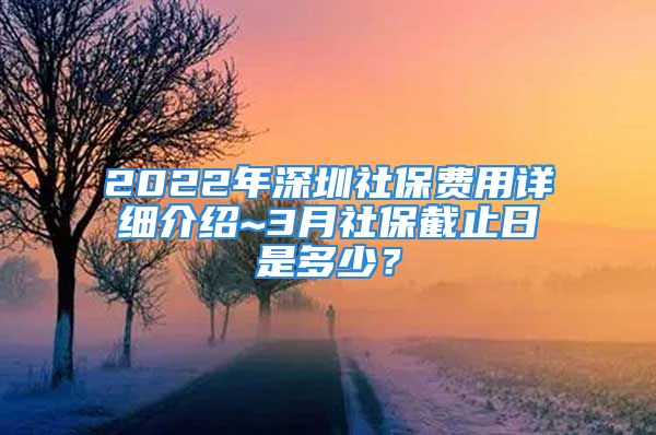 2022年深圳社保費用詳細(xì)介紹~3月社保截止日是多少？