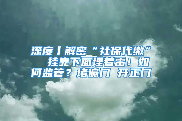 深度丨解密“社保代繳”  掛靠下面埋著雷！如何監(jiān)管？堵偏門 開正門