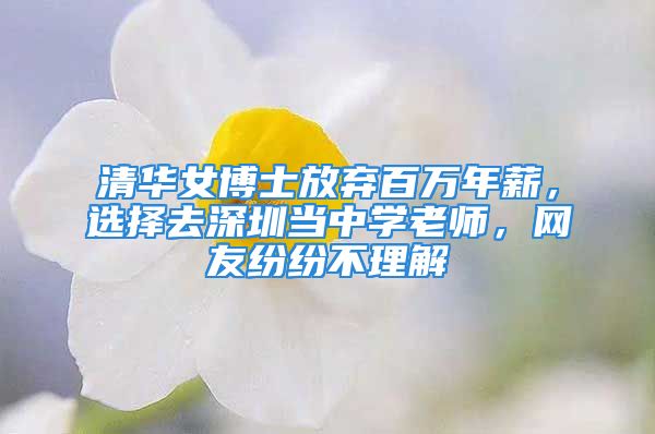 清華女博士放棄百萬年薪，選擇去深圳當(dāng)中學(xué)老師，網(wǎng)友紛紛不理解