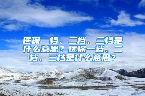 醫(yī)保一檔、二檔、三檔是什么意思？醫(yī)保一檔、二檔、三檔是什么意思？