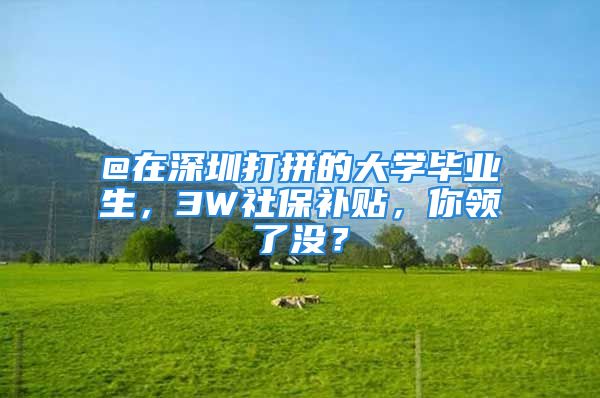 @在深圳打拼的大學(xué)畢業(yè)生，3W社保補(bǔ)貼，你領(lǐng)了沒？