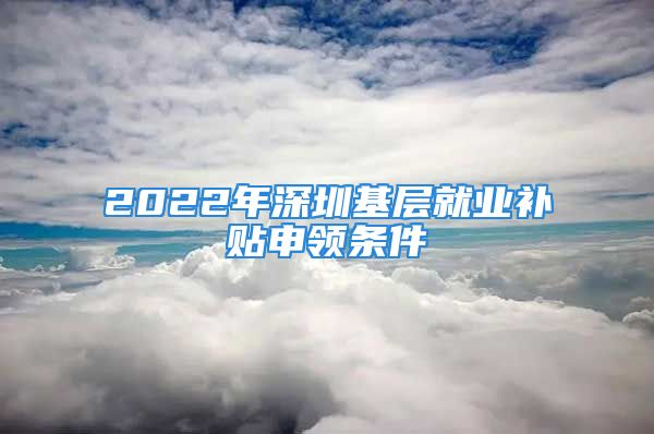 2022年深圳基層就業(yè)補貼申領條件