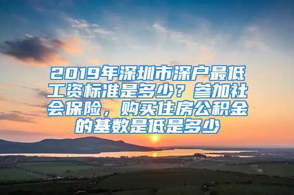 2019年深圳市深戶最低工資標(biāo)準(zhǔn)是多少？參加社會保險，購買住房公積金的基數(shù)是低是多少