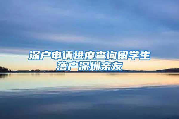 深戶(hù)申請(qǐng)進(jìn)度查詢(xún)留學(xué)生落戶(hù)深圳親友