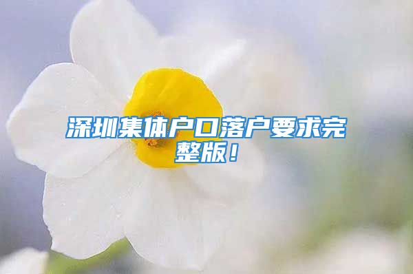 深圳集體戶口落戶要求完整版！