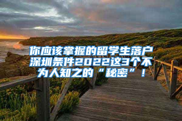 你應(yīng)該掌握的留學(xué)生落戶深圳條件2022這3個(gè)不為人知之的“秘密”！