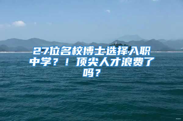 27位名校博士選擇入職中學？！頂尖人才浪費了嗎？