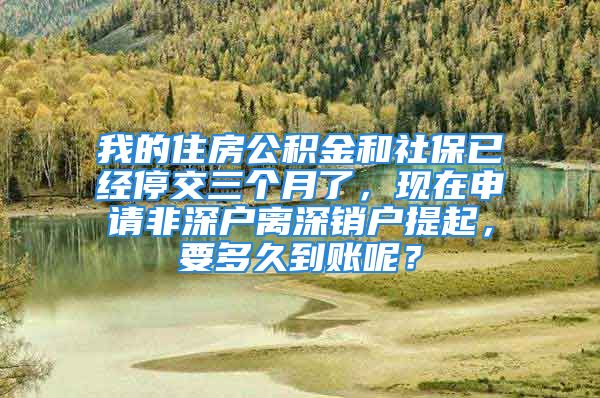 我的住房公積金和社保已經(jīng)停交三個月了，現(xiàn)在申請非深戶離深銷戶提起，要多久到賬呢？