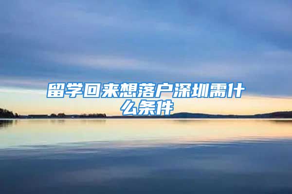 留學(xué)回來想落戶深圳需什么條件