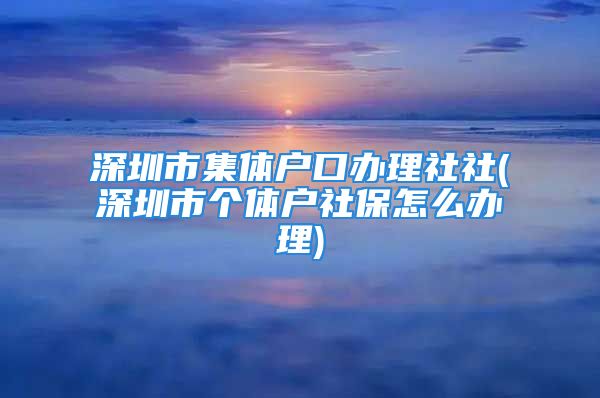 深圳市集體戶口辦理社社(深圳市個(gè)體戶社保怎么辦理)