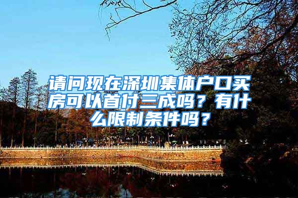 請(qǐng)問(wèn)現(xiàn)在深圳集體戶口買房可以首付三成嗎？有什么限制條件嗎？