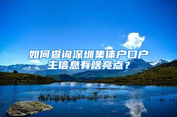 如何查詢深圳集體戶口戶主信息有啥亮點(diǎn)？