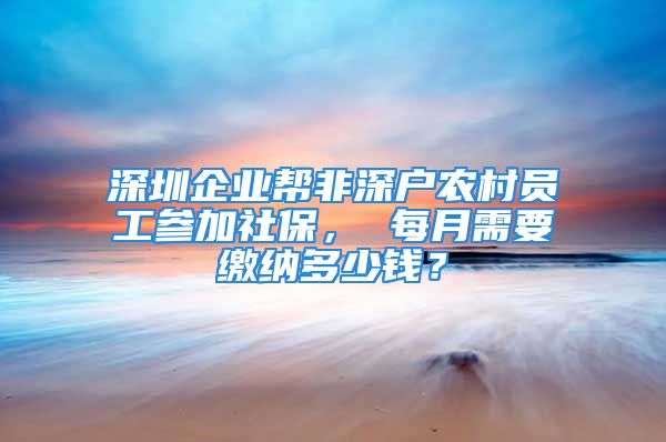 深圳企業(yè)幫非深戶農(nóng)村員工參加社保， 每月需要繳納多少錢？