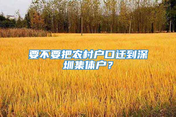 要不要把農(nóng)村戶口遷到深圳集體戶？