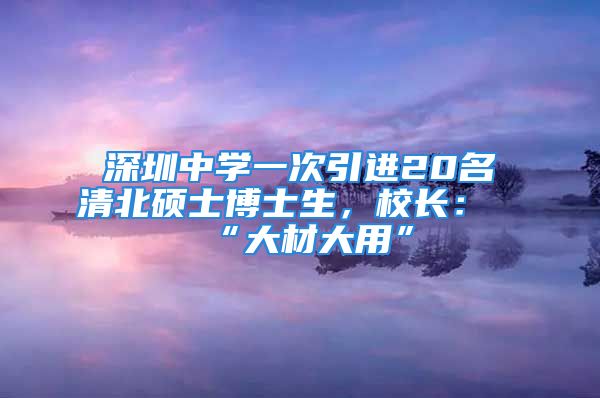 深圳中學(xué)一次引進(jìn)20名清北碩士博士生，校長：“大材大用”