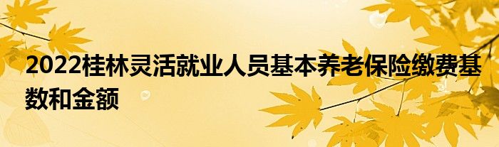 2022桂林靈活就業(yè)人員基本養(yǎng)老保險(xiǎn)繳費(fèi)基數(shù)和金額