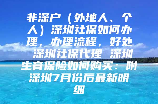 非深戶（外地人、個(gè)人）深圳社保如何辦理，辦理流程，好處 深圳社保代理 深圳生育保險(xiǎn)如何購買：附深圳7月份后最新明細(xì)