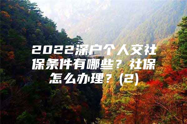 2022深戶個人交社保條件有哪些？社保怎么辦理？(2)