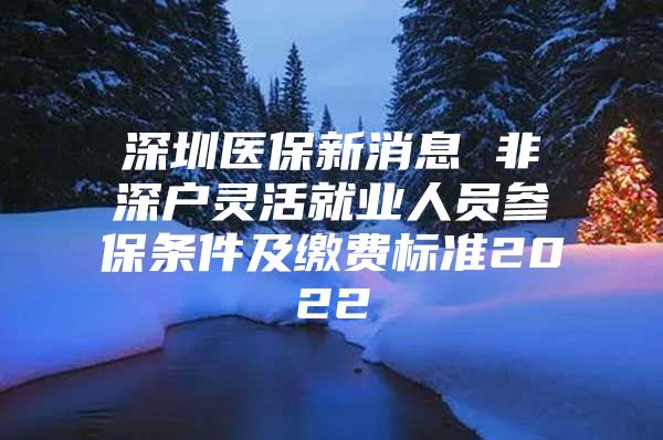 深圳醫(yī)保新消息 非深戶靈活就業(yè)人員參保條件及繳費標準2022