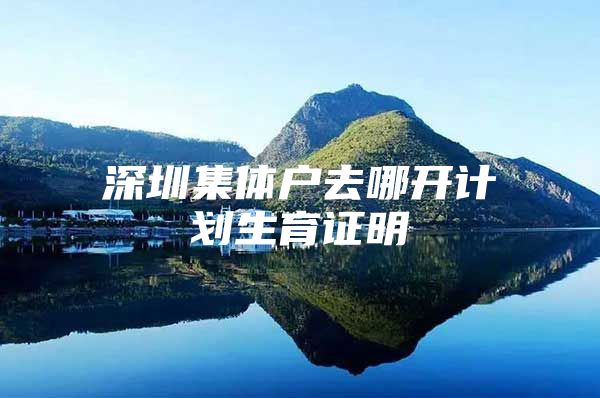 深圳集體戶去哪開計劃生育證明