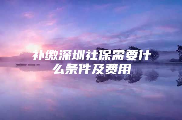 補繳深圳社保需要什么條件及費用