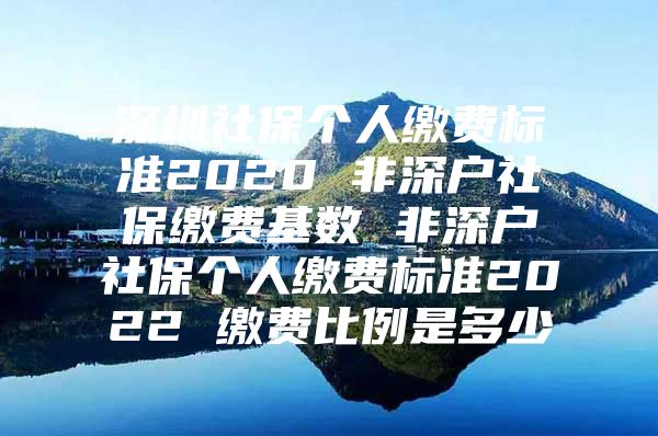 深圳社保個人繳費標準2020 非深戶社保繳費基數(shù) 非深戶社保個人繳費標準2022 繳費比例是多少