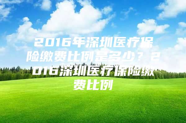 2016年深圳醫(yī)療保險繳費比例是多少？2016深圳醫(yī)療保險繳費比例