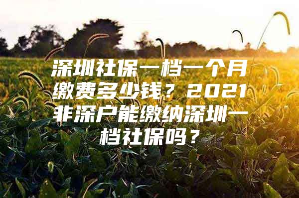 深圳社保一檔一個(gè)月繳費(fèi)多少錢？2021非深戶能繳納深圳一檔社保嗎？