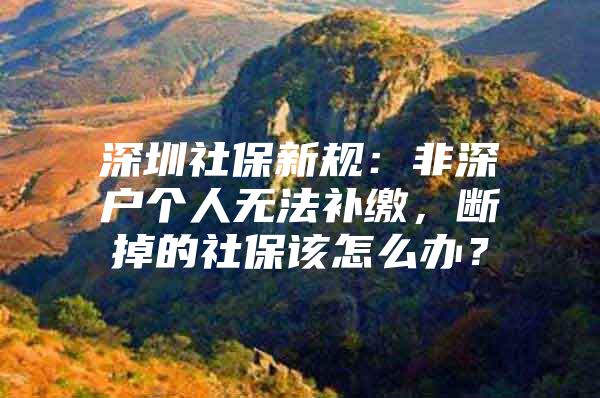 深圳社保新規(guī)：非深戶個(gè)人無法補(bǔ)繳，斷掉的社保該怎么辦？