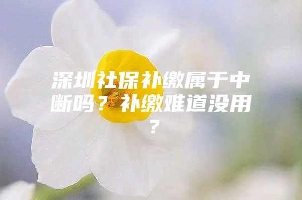 深圳社保補繳屬于中斷嗎？補繳難道沒用？