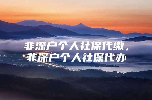 非深戶個(gè)人社保代繳，非深戶個(gè)人社保代辦