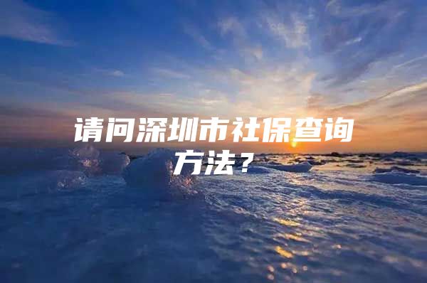 請問深圳市社保查詢方法？